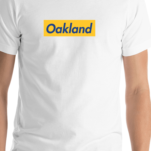Personalized Streetwear T-Shirt - White - Oakland - Shirt Close-Up View