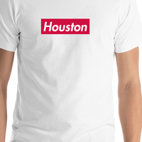 Thumbnail for Personalized Streetwear T-Shirt - White - Houston - Shirt Close-Up View