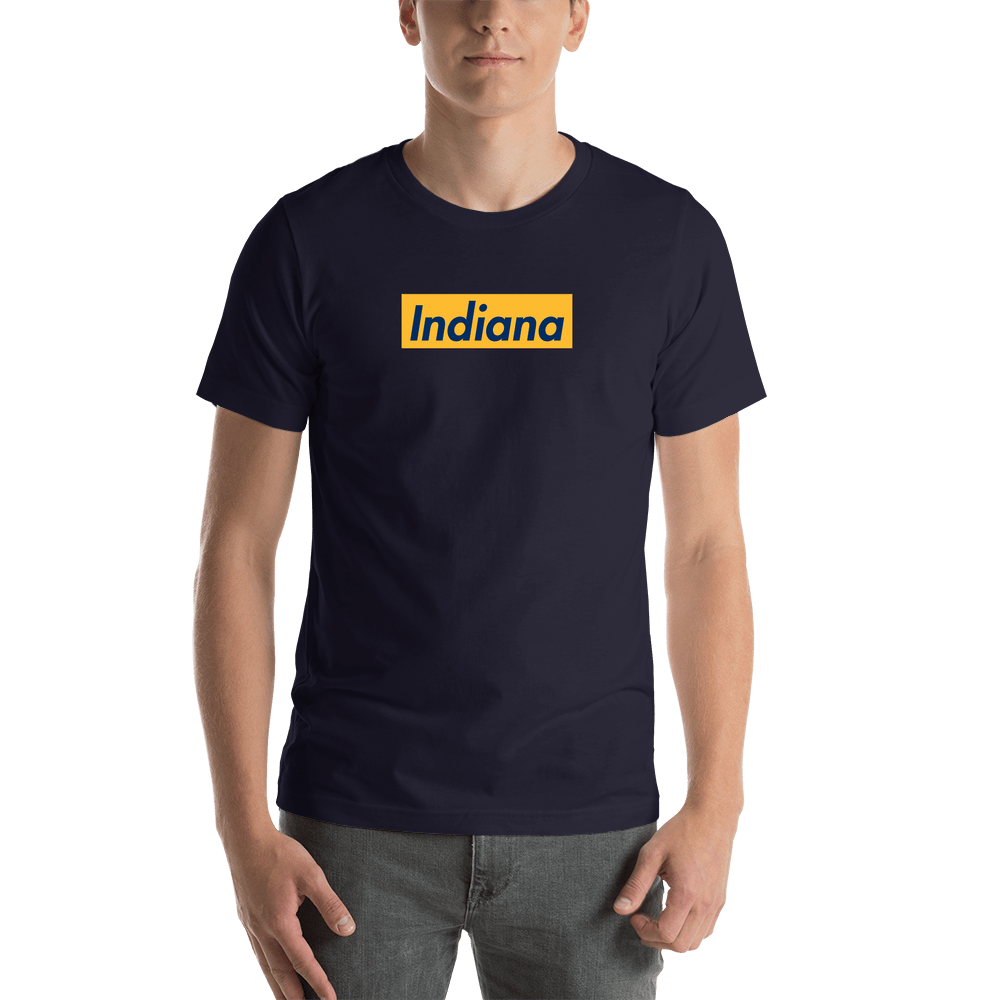 Personalized Streetwear T-Shirt - Navy Blue - Indiana - Shirt View