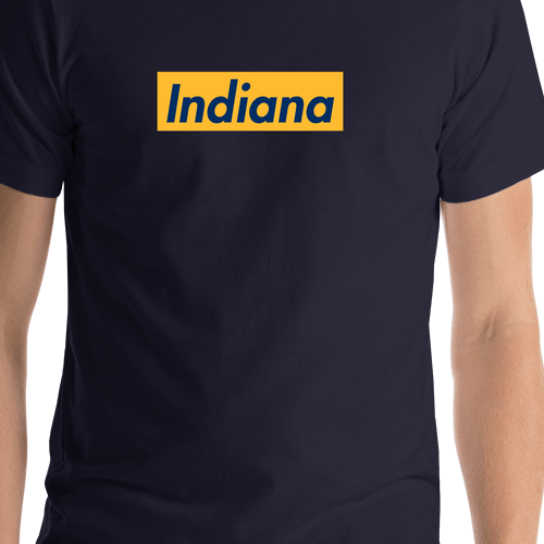 Personalized Streetwear T-Shirt - Navy Blue - Indiana - Shirt Close-Up View