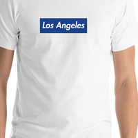 Thumbnail for Personalized Streetwear T-Shirt - White - Los Angeles - Shirt Close-Up View