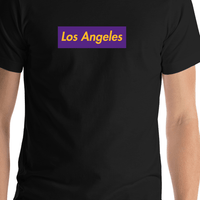 Thumbnail for Personalized Streetwear T-Shirt - Black - Los Angeles - Shirt Close-Up View