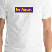 Thumbnail for Personalized Streetwear T-Shirt - White - Los Angeles - Shirt Close-Up View