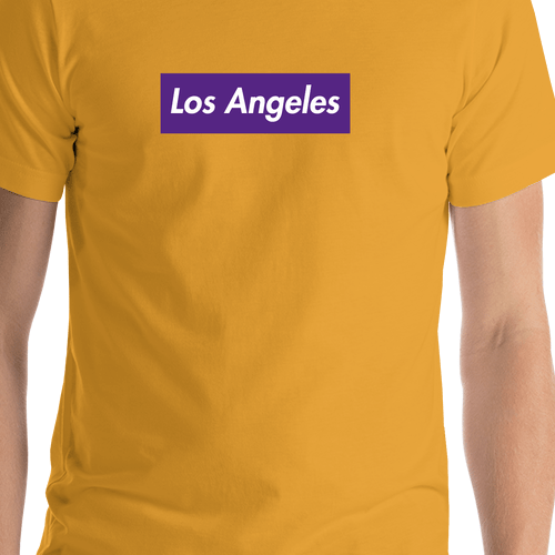 Personalized Streetwear T-Shirt - Mustard - Los Angeles - Shirt Close-Up View
