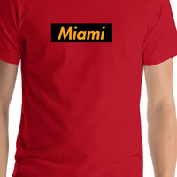 Thumbnail for Personalized Streetwear T-Shirt - Red - Miami - Shirt Close-Up View