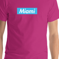 Thumbnail for Personalized Streetwear T-Shirt - Pink - Miami - Shirt Close-Up View