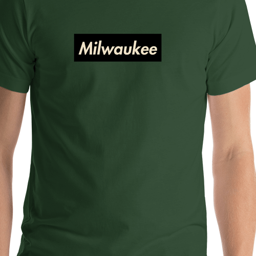 Personalized Streetwear T-Shirt - Green - Milwaukee - Shirt Close-Up View