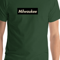 Thumbnail for Personalized Streetwear T-Shirt - Green - Milwaukee - Shirt Close-Up View