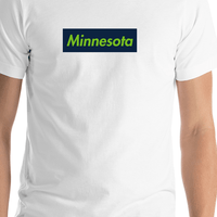 Thumbnail for Personalized Streetwear T-Shirt - White - Minnesota - Shirt Close-Up View
