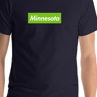 Thumbnail for Personalized Streetwear T-Shirt - Navy Blue - Minnesota - Shirt Close-Up View