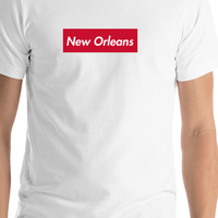 Thumbnail for Personalized Streetwear T-Shirt - White - New Orleans - Shirt Close-Up View