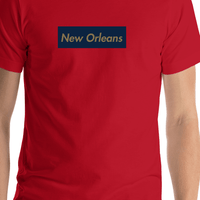 Thumbnail for Personalized Streetwear T-Shirt - Red - New Orleans - Shirt Close-Up View