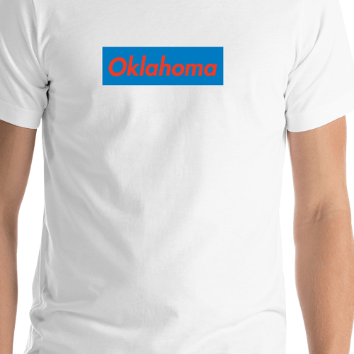Personalized Streetwear T-Shirt - White - Oklahoma - Shirt Close-Up View