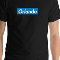 Thumbnail for Personalized Streetwear T-Shirt - Black - Orlando - Shirt Close-Up View