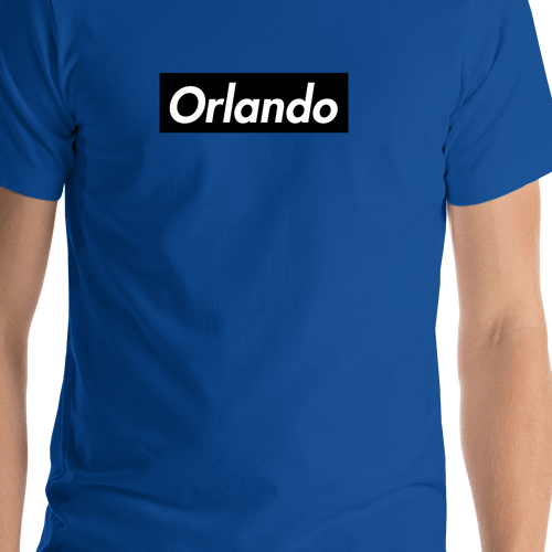 Personalized Streetwear T-Shirt - Blue - Orlando - Shirt Close-Up View