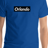 Thumbnail for Personalized Streetwear T-Shirt - Blue - Orlando - Shirt Close-Up View