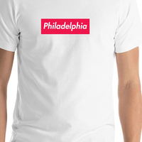 Thumbnail for Personalized Streetwear T-Shirt - White - Phildalephia - Shirt Close-Up View