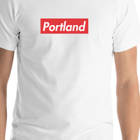 Thumbnail for Personalized Streetwear T-Shirt - White - Portland - Shirt Close-Up View