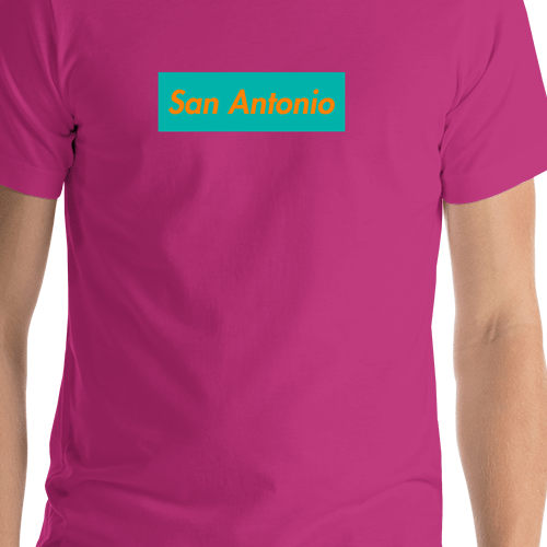 Personalized Streetwear T-Shirt - Pink - San Antonio - Shirt Close-Up View