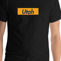 Thumbnail for Personalized Streetwear T-Shirt - Black - Utah - Shirt Close-Up View