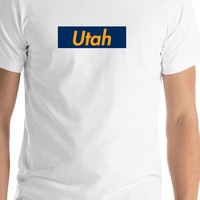 Thumbnail for Personalized Streetwear T-Shirt - White - Utah - Shirt Close-Up View