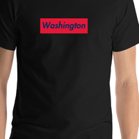 Thumbnail for Personalized Streetwear T-Shirt - Black - Washington - Shirt Close-Up View