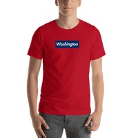 Thumbnail for Personalized Streetwear T-Shirt - Red - Washington - Shirt View