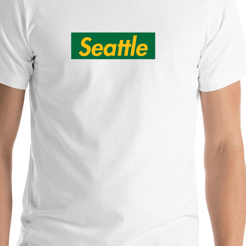 Personalized Streetwear T-Shirt - White - Seattle - Shirt Close-Up View