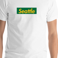 Thumbnail for Personalized Streetwear T-Shirt - White - Seattle - Shirt Close-Up View