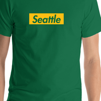 Thumbnail for Personalized Streetwear T-Shirt - Green - Seattle - Shirt Close-Up View