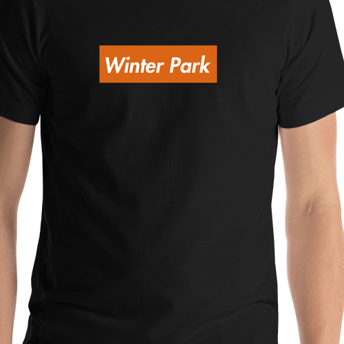 Personalized Streetwear T-Shirt - Black - Winter Park - Shirt Close-Up View