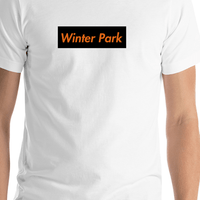 Thumbnail for Personalized Streetwear T-Shirt - White - Winter Park - Shirt Close-Up View