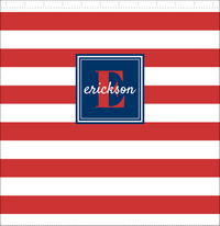 Thumbnail for Personalized Striped Shower Curtain - Red, White, and Blue - Square Nameplate - Decorate View