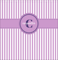 Thumbnail for Personalized Striped Vertical I Shower Curtain - Lilac and White - Circle Ribbon Nameplate - Decorate View