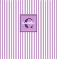 Thumbnail for Personalized Striped Vertical I Shower Curtain - Lilac and White - Square Nameplate - Decorate View
