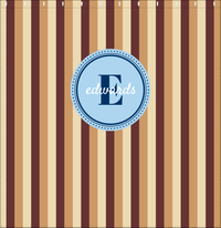 Thumbnail for Personalized Striped Vertical II Shower Curtain - Brown and Blue - Circle Nameplate - Decorate View