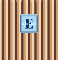 Thumbnail for Personalized Striped Vertical II Shower Curtain - Brown and Blue - Square Nameplate - Decorate View