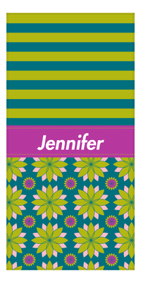 Thumbnail for Personalized Stripes & Flower Burst Beach Towel - Ribbon - Front View