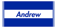 Thumbnail for Personalized Striped Beach Towel - Blue & White - 3 Stripes - Front View