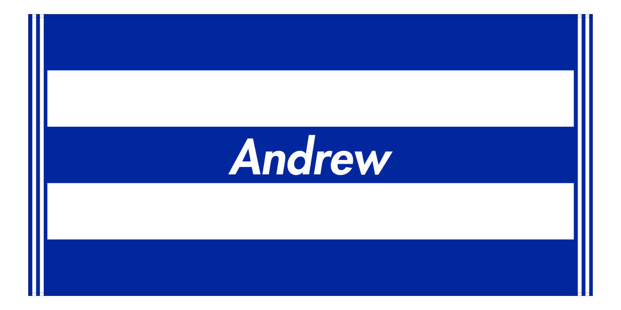 Personalized Striped Beach Towel - Blue & White - 5 Stripes - Front View