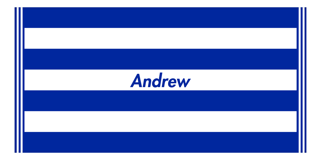 Personalized Striped Beach Towel - Blue & White - 7 Stripes - Front View