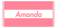 Thumbnail for Personalized Striped Beach Towel - Pink & White - 3 Stripes - Front View