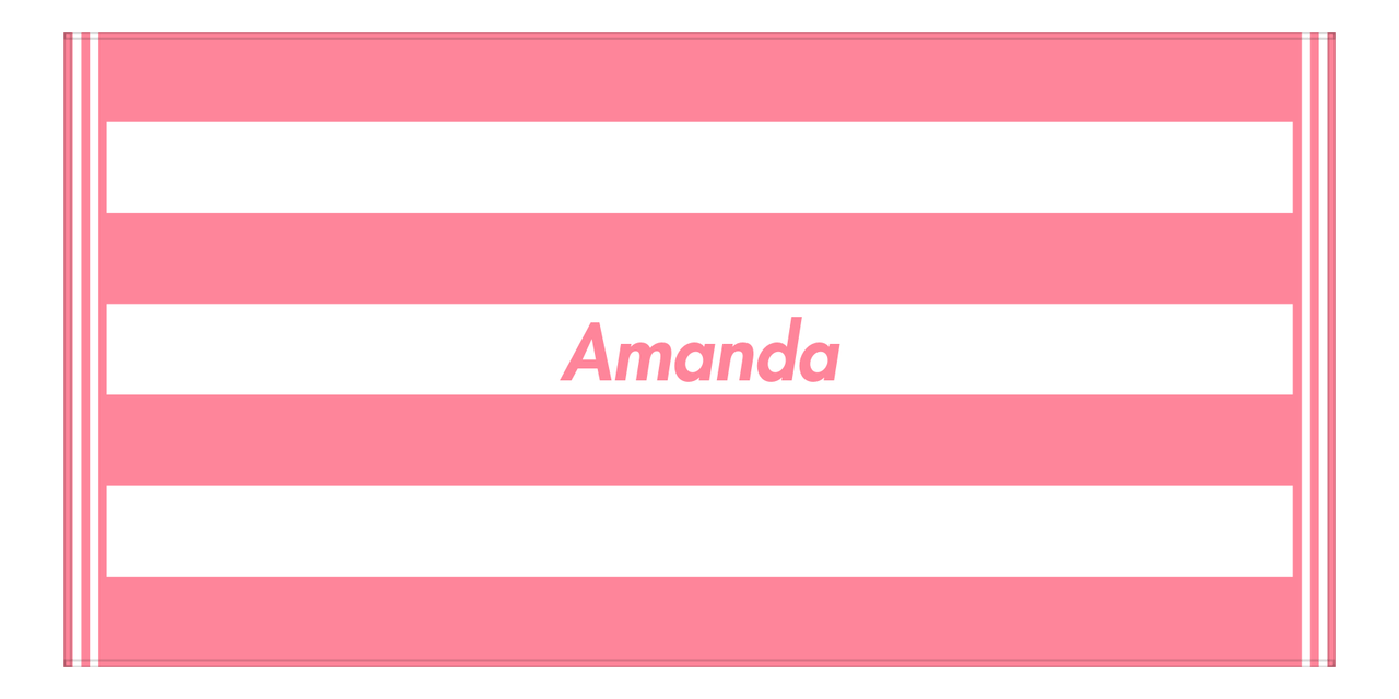 Personalized Striped Beach Towel - Pink & White - 7 Stripes - Front View