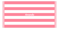 Thumbnail for Personalized Striped Beach Towel - Pink & White - 9 Stripes - Front View
