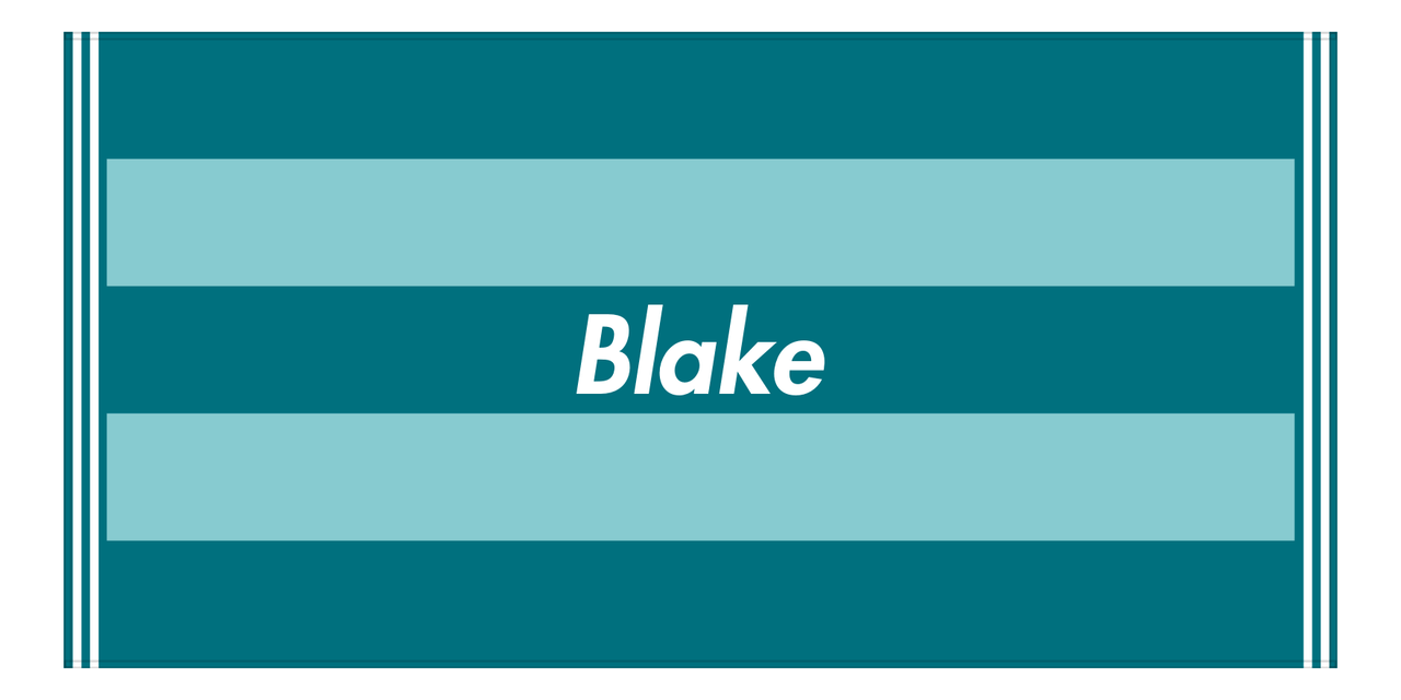 Personalized Striped Beach Towel - Shades of Teal - 5 Stripes - Front View