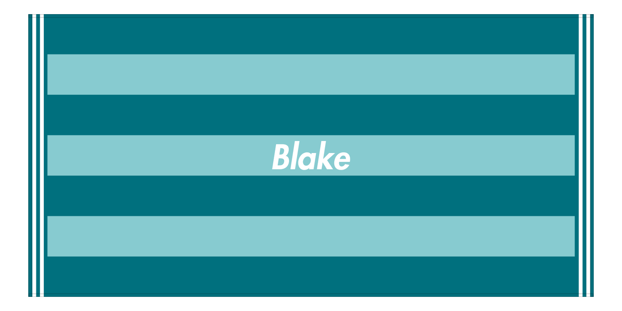 Personalized Striped Beach Towel - Shades of Teal - 7 Stripes - Front View