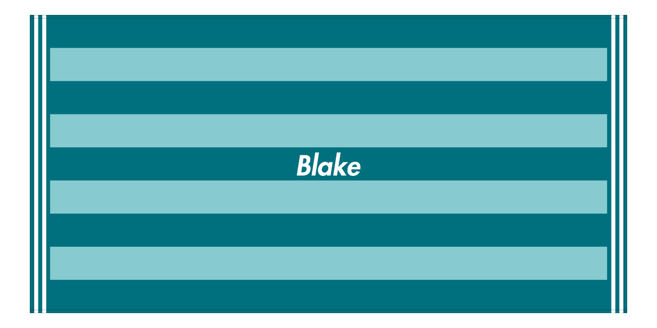 Personalized Striped Beach Towel - Shades of Teal - 9 Stripes - Front View