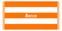 Thumbnail for Personalized Striped Beach Towel - Orange & White - 5 Stripes - Front View