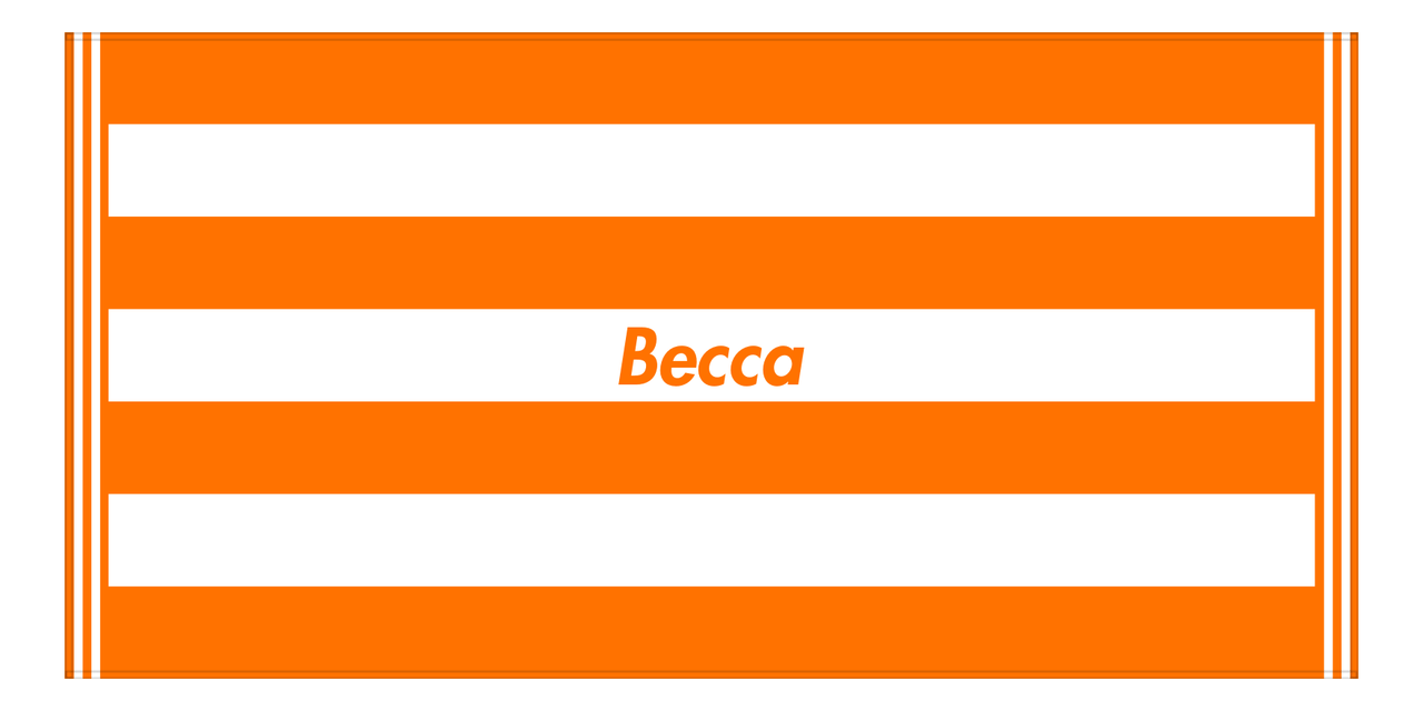 Personalized Striped Beach Towel - Orange & White - 7 Stripes - Front View