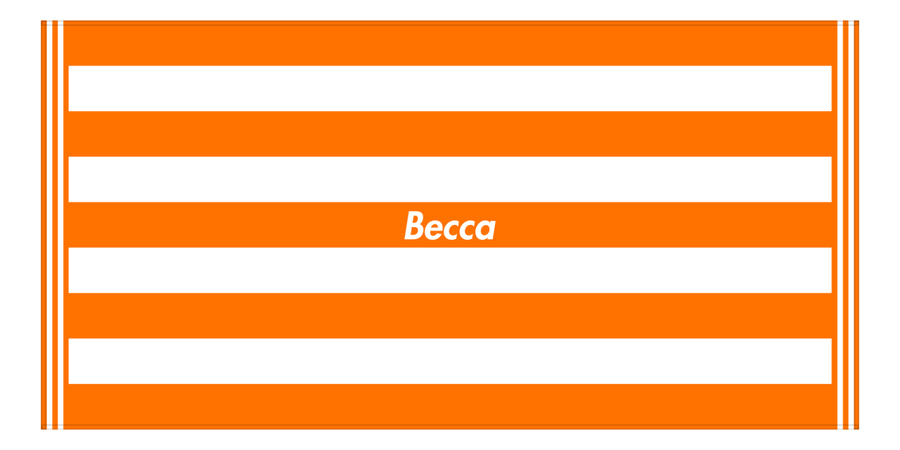 Personalized Striped Beach Towel - Orange & White - 9 Stripes - Front View